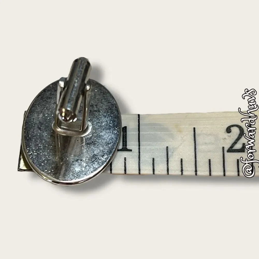Vintage Oval Silver Tone Hickok “R” Cufflinks